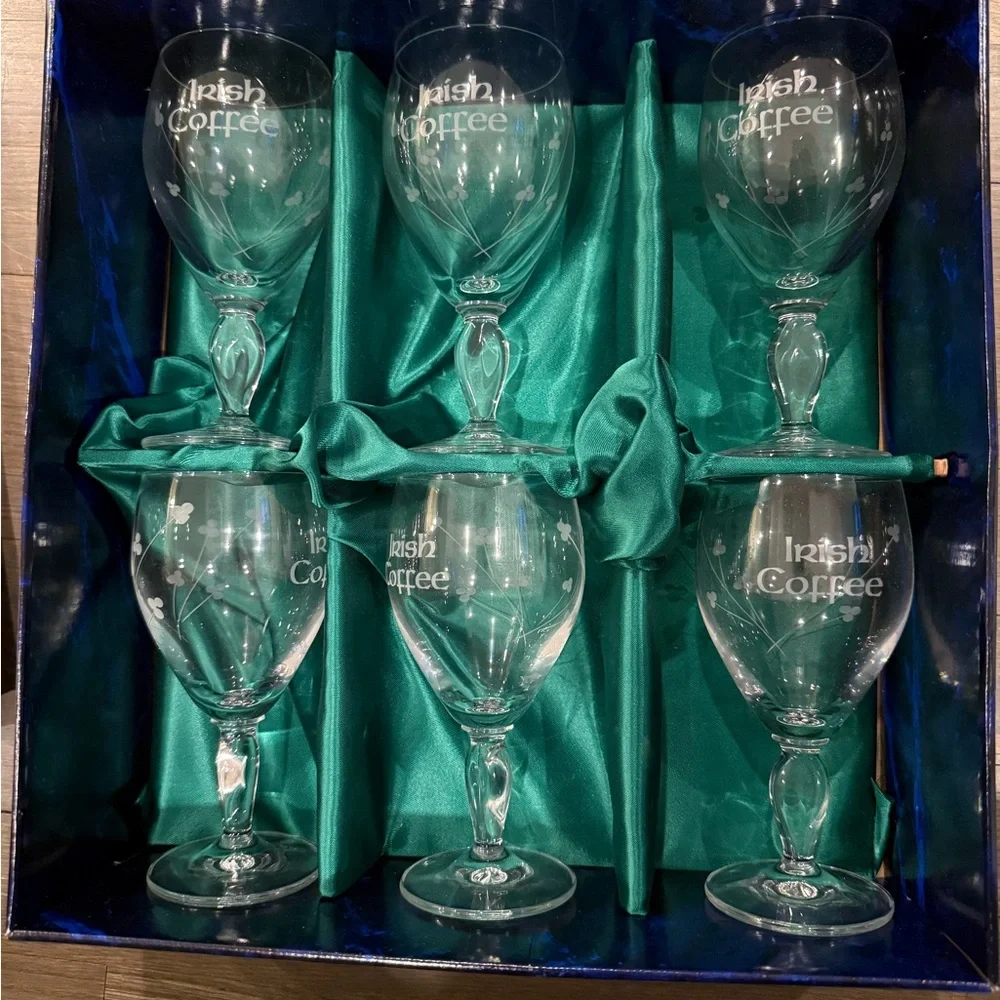 Irish Coffee Glass Set with Etched Logo - Clear‎ Glass (Set of 6)